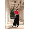 Women's Black Wide Leg Smocked Palazzo Pants